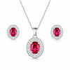 Silver Plated Pink Stone Necklace Set