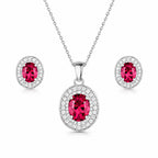 Silver Plated Pink Stone Necklace Set