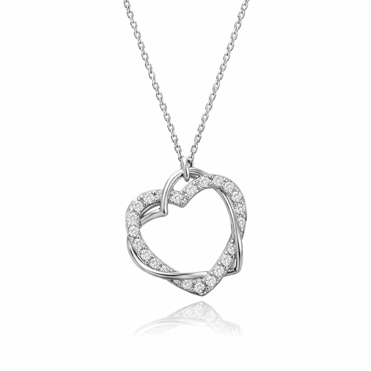 Nilu's Collection Silver Plated Heart Pendant Necklace with American Diamonds For Women And Girls | Anti-Tarnish| Anti-Allergy|Office Wear