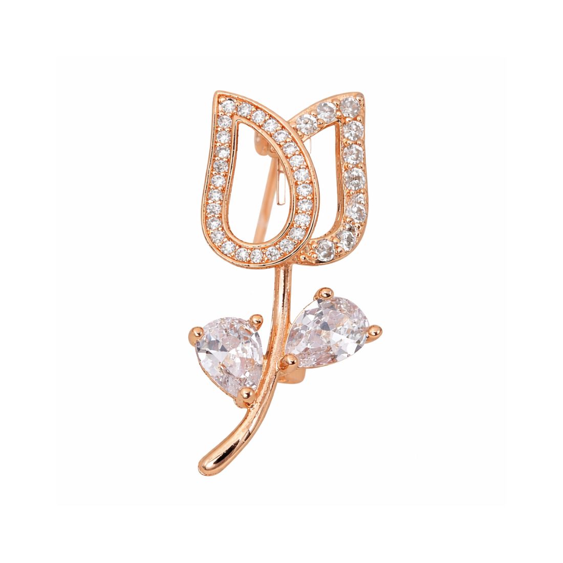 Rose Gold Floral Brooch Pin, Saree Pin