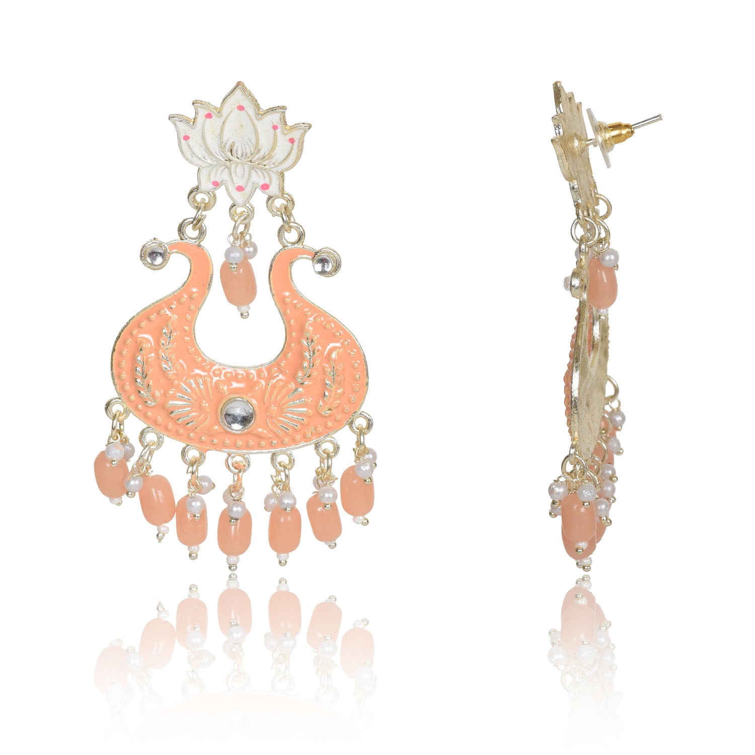 Nilu's Collection Handmade Ethnic Designer Orange Floral Jhumka for Women & Girls Jhumki Earring