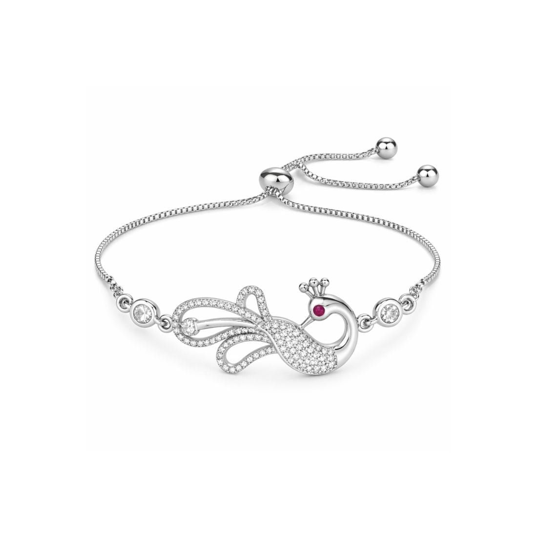 Silver Peacock Adjustable Bracelet for Women