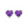Silver Purple Heart Stud Earrings
