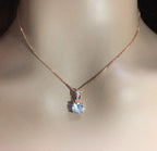 Cubic Zirconia Rose Gold Plated Pendant Necklace with Chain for Women & Girls, Gift Jewelry for Her