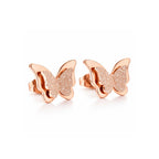 Premium Quality Dual Butterfly Rose Gold Plated Stud Earrings for Girls, Women and Kids