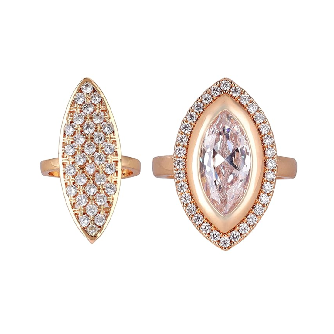 Ring Stacks Value Set| Rose Gold-Plated Rings with Sparkling American Diamond For Women &Girls