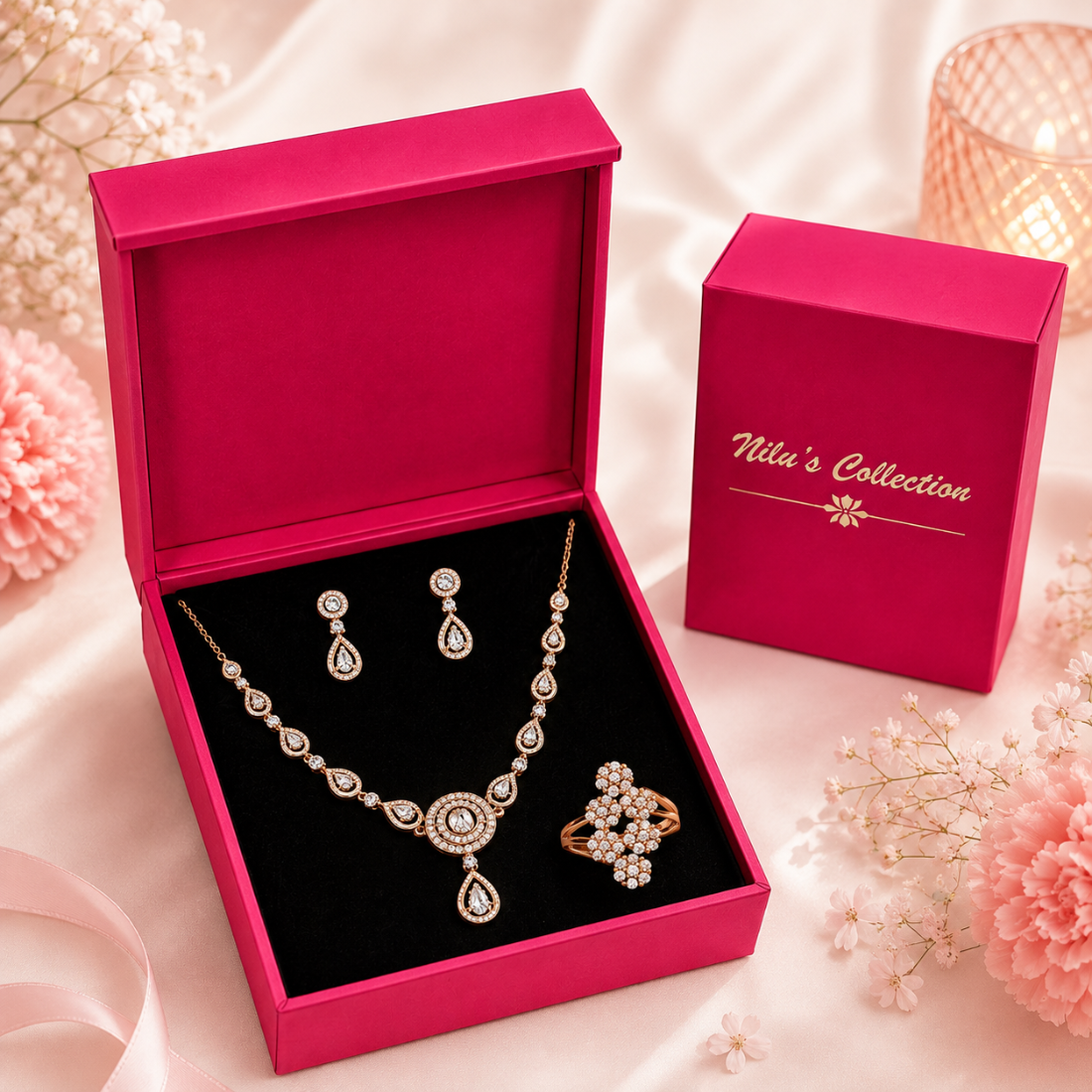 Gift Rose Gold Plated Luxury Necklace Set