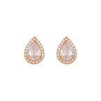 Rose Gold Plated Teardrop Stud Earrings AD Stones For Women And GIrls