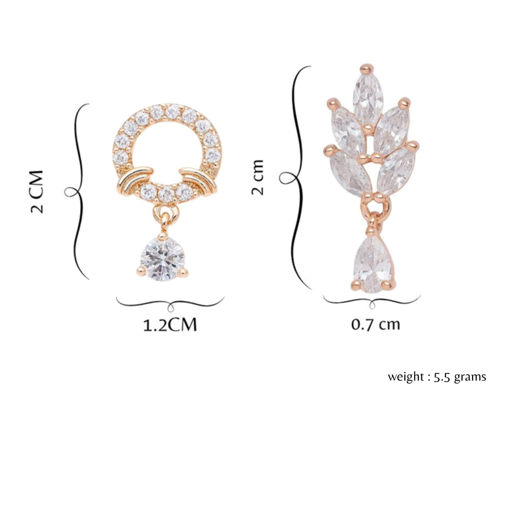 Rose Gold Plated Comb Earrings With American Diamond