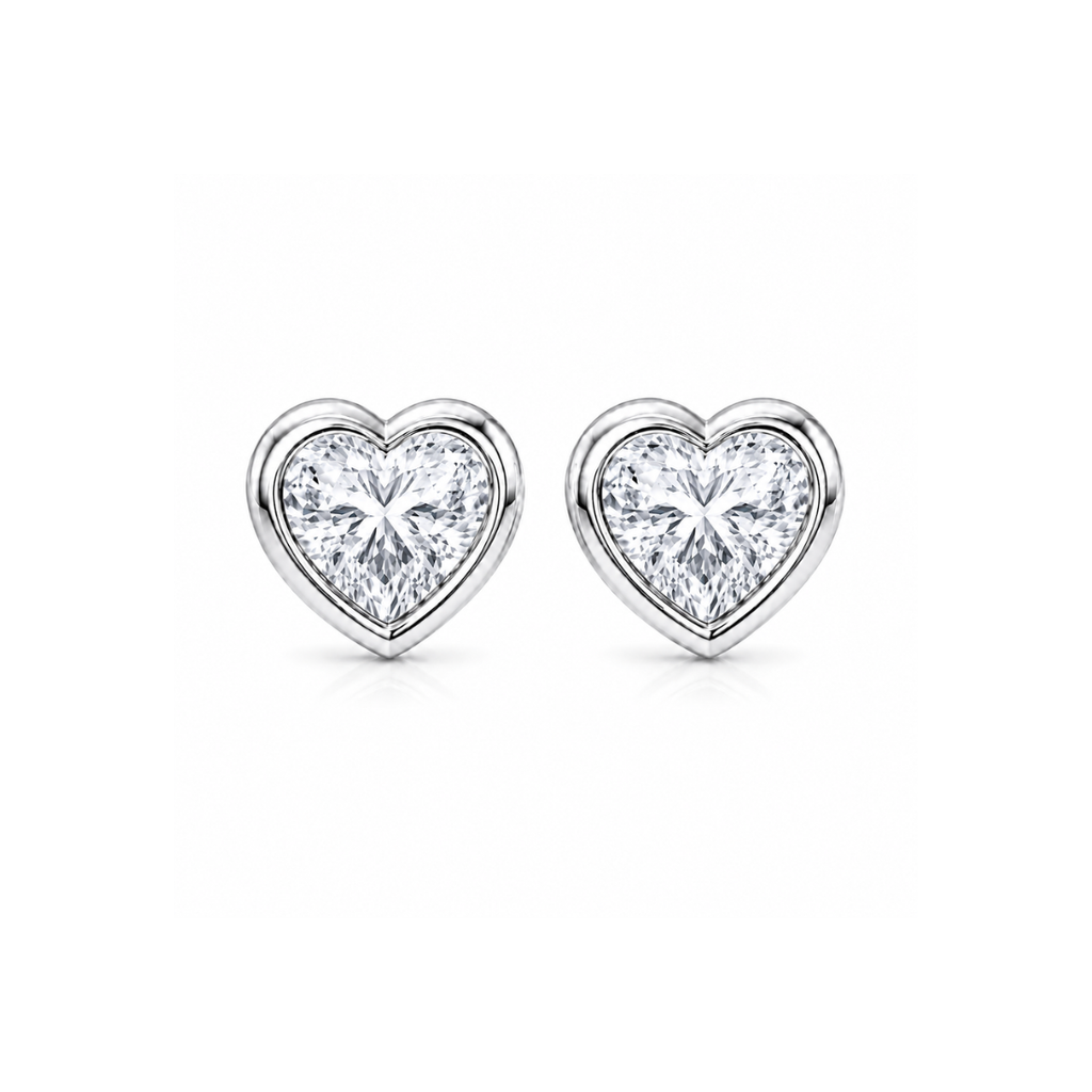 Silver Heart Stud Earrings