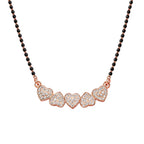 Nilu's Collection Rose Gold Plated Heart Mangalsutra With Black Bead Chain for Women