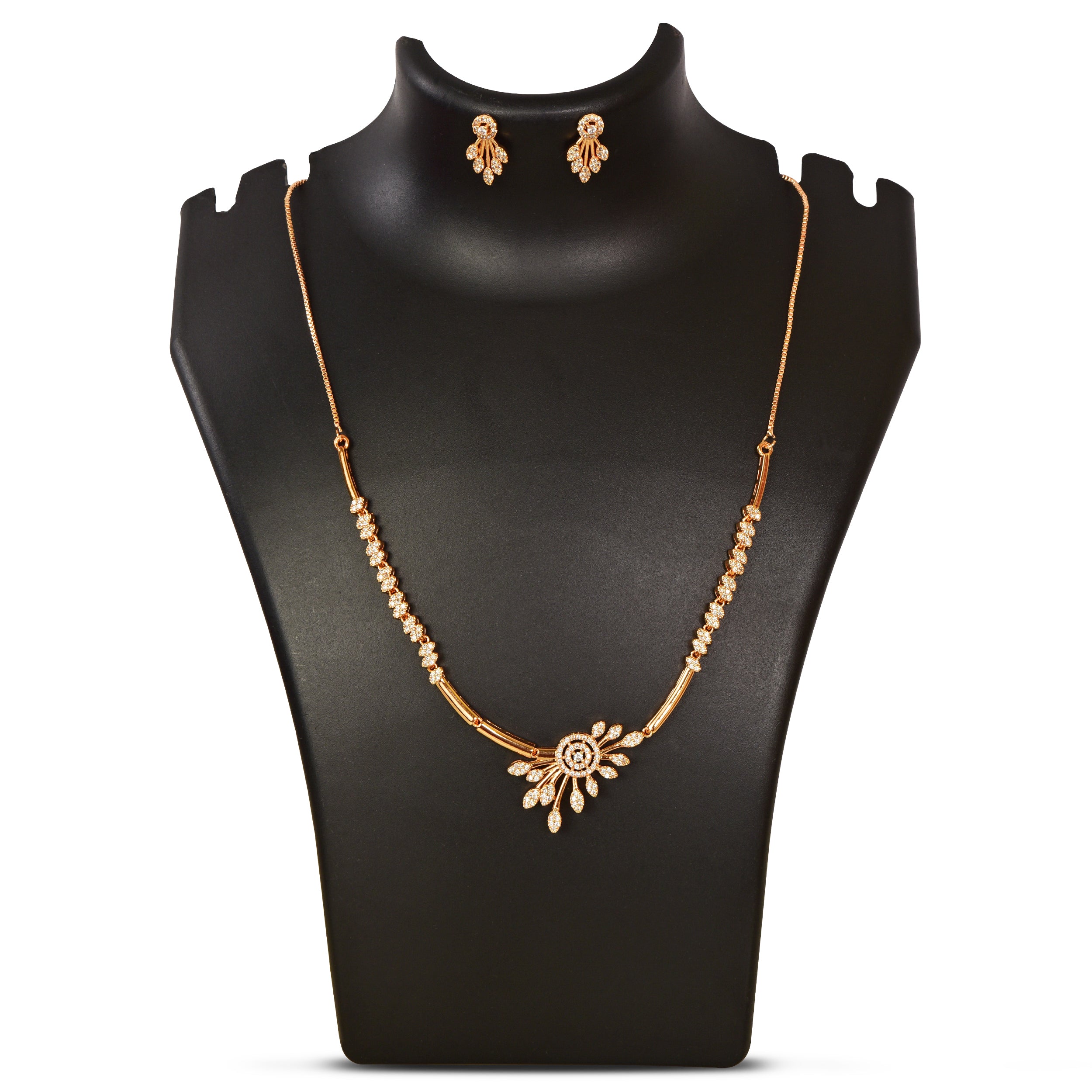 Premium Quality Rose Gold Plated Jewellery Set with AD stone | Anti Tarnish | Anti Allergy