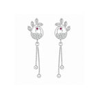 Silver Peacock Drop Earrings