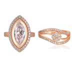 Ring Stacks Value Set | Rose Gold Adjustable Ring With American Diamond for Women & Girls