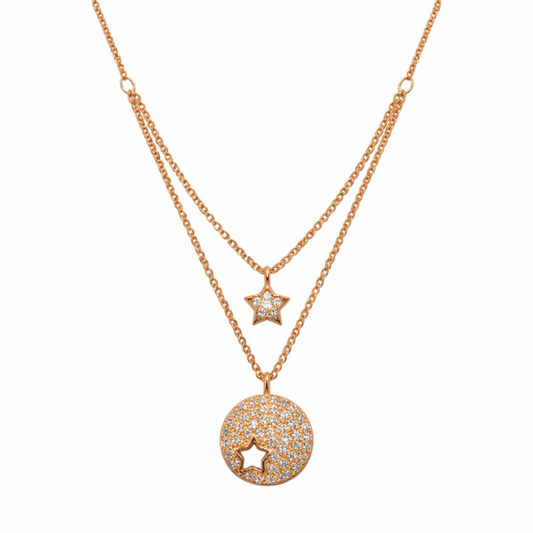 Nilu's Collection Rose Gold Plated Dual Chain Design Star Pendant Necklace for Women And Girls