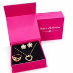 Gift Rose Gold Plated AD Jewelry Set with Earrings, Pendant & Ring For Women And Girls