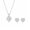 Silver Heart Pendant With Earrings For Women