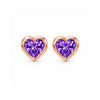 Rose Gold Purple Heart Earrings
