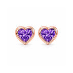 Rose Gold Purple Heart Earrings