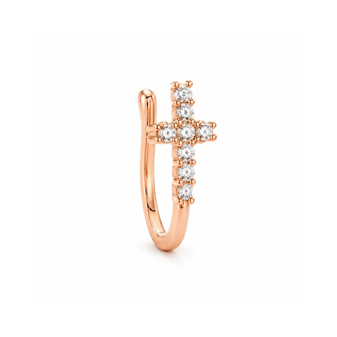 Rose Gold Cross Non-Piercing Nose Pin