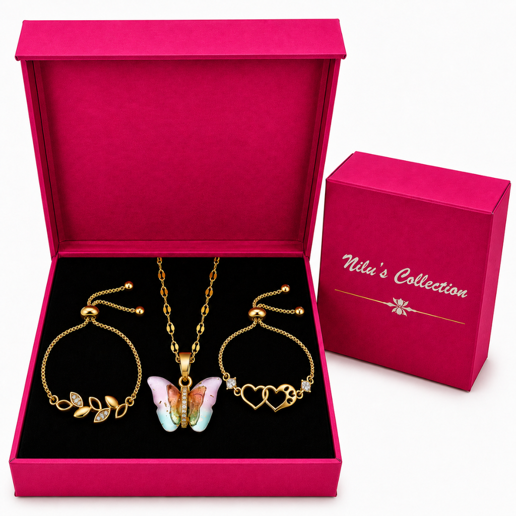 Gold Pendant & Bracelet Gift Set for Women