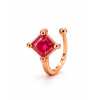 Rose Gold Plated Red Stone Non Piercing Nose Pin