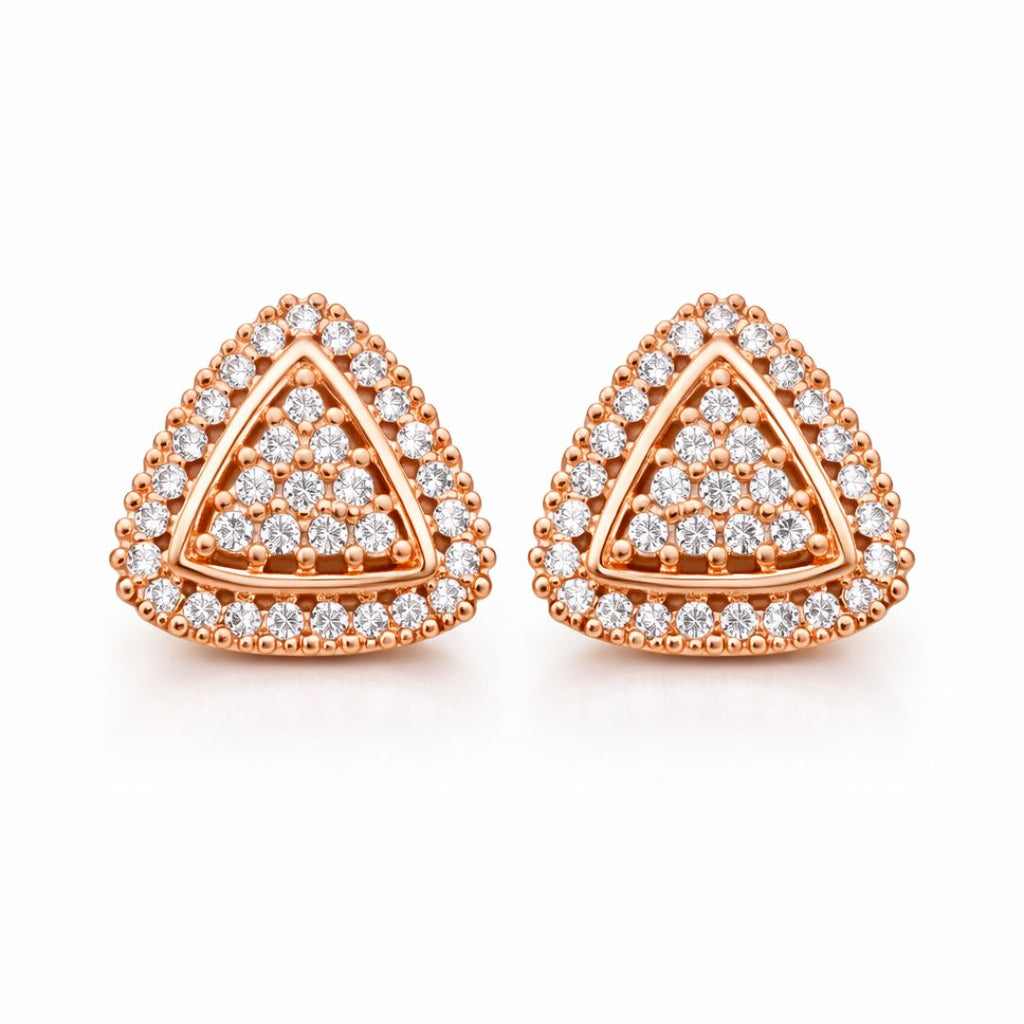 Rose Gold Triangle Stud Earrings