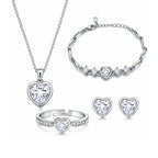 Silver Plated White Heart Jewelry Set