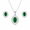 Silver Plated Green Stone Necklace Set
