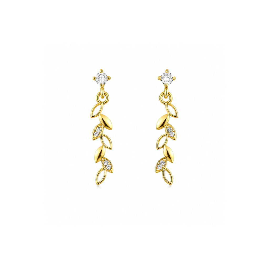 Gold Leaf Drop Earrings for Women