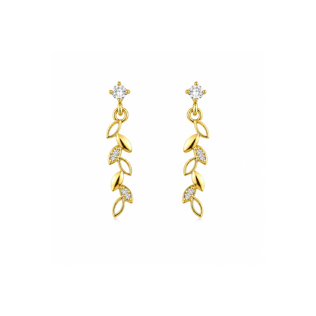 Gold Leaf Drop Earrings for Women