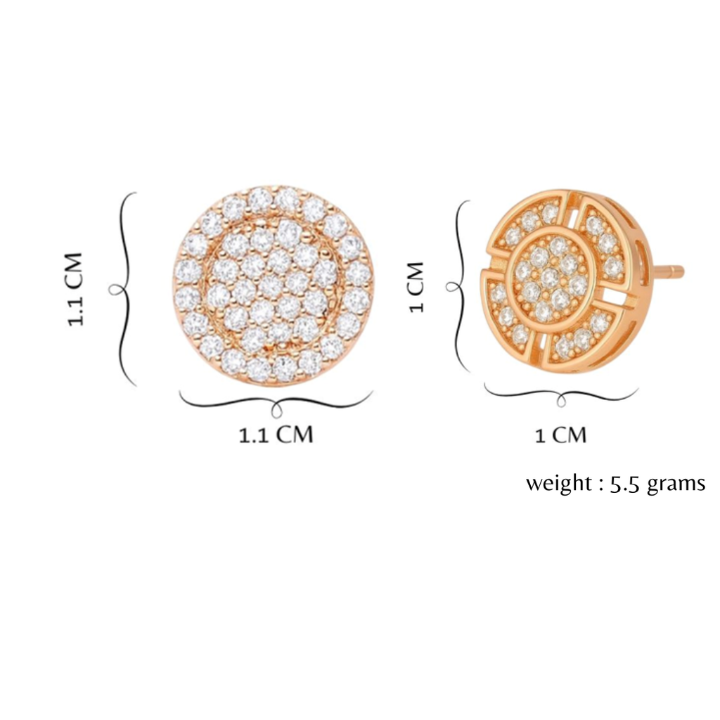 Rose Gold Circular Stud Earrings Set