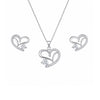 Silver Heart Necklace With Stud Earrings