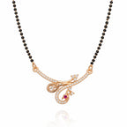 Nilu's Collection Rose Gold Plated Peacock Mangalsutra With Black Bead Chain for Women