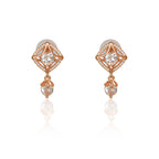18k Rose Gold Plated American Diamond Stone Drop Earrings, Stylish Women & Girls Earrings