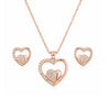 Rose Gold Heart Pendant Necklace With earrings