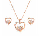 Rose Gold Heart Pendant Necklace With earrings
