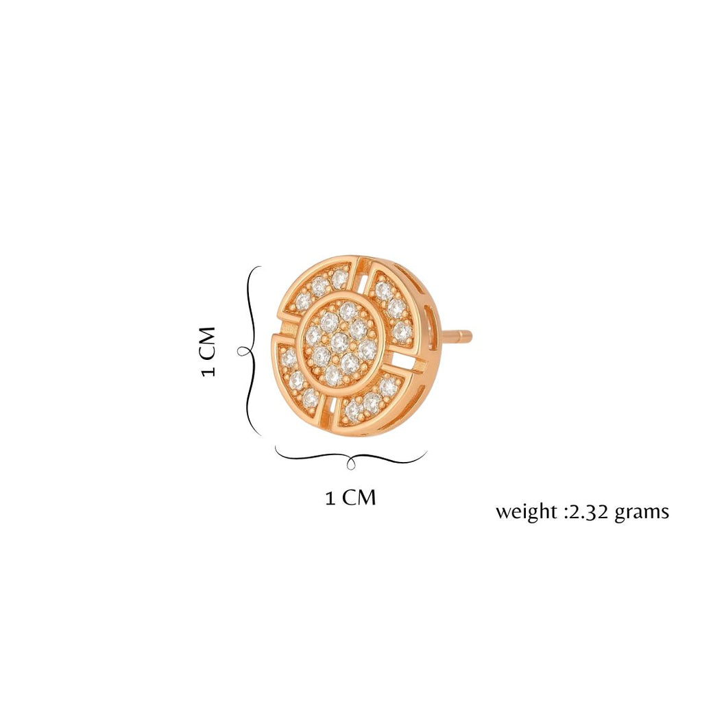 Rose Gold Plated Round Stud Earrings for Women and Girls