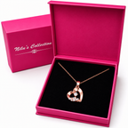 Rose Gold Heart Necklace & Bracelet Gift Set for Women