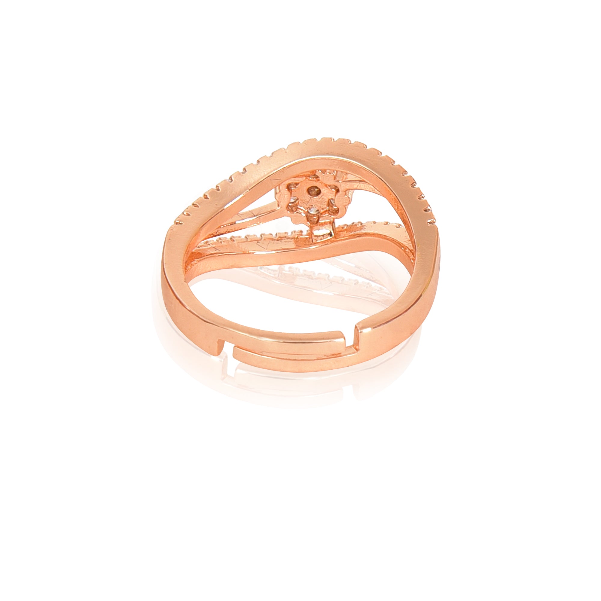 Rose Gold Plated | Adjustable| American Diamond Studded | Finger Ring for Women and Girls, Style 1