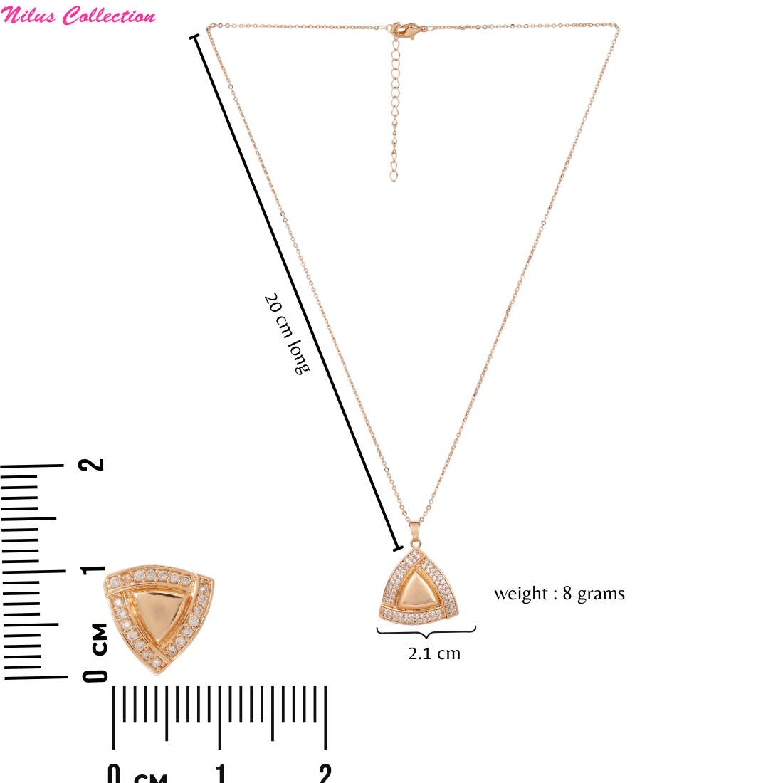 nilu's collection Rose Gold-Plated Geometric Pendant & Stud Earrings Set for Women | gift for her | gift for women & girl