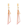 Hollow Triangle Long Earrings Geometric Drop Jewellery for Women and Girls (Pink & Gold) Alloy, Zinc Drops & Danglers