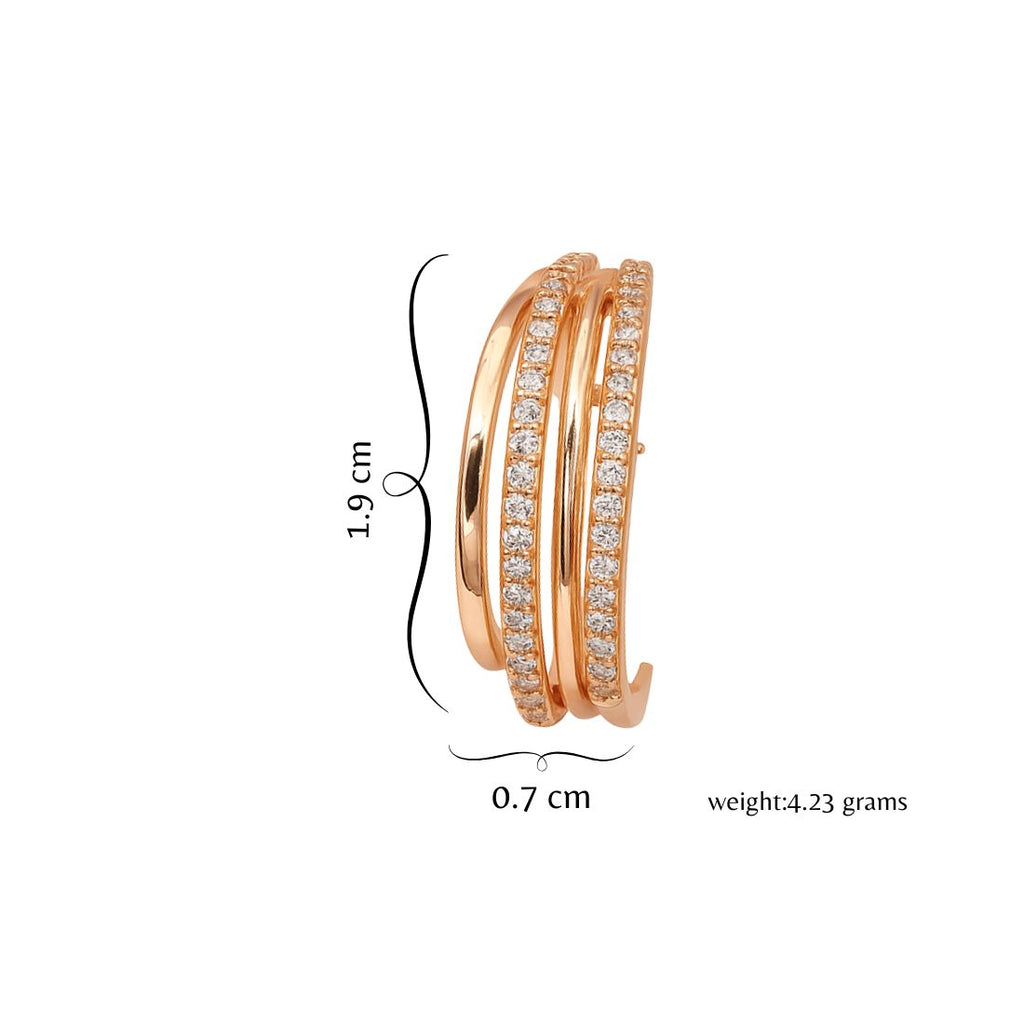 Nilu's Collection Rose Gold Plated Triple Layer Hoop Earrings With Sparkling AD Stone  for Women And Girls