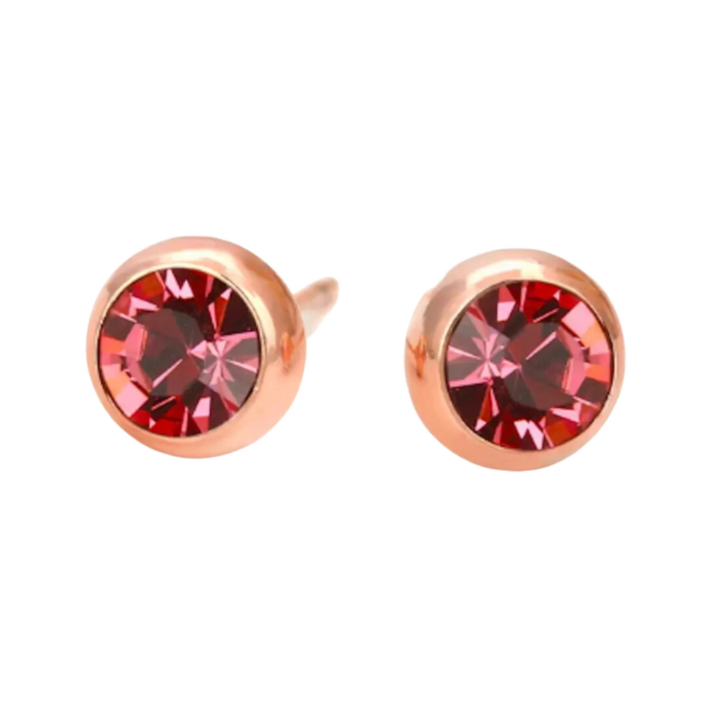 Daily Wear / Office Wear Rose Gold Plated Pink Zircon Stone Stud Earrings For Girls and Women