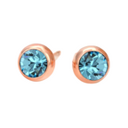 Dailywear Officewear Rose Gold Plated Blue Zircon Stone Stud Earrings For Girls and Women