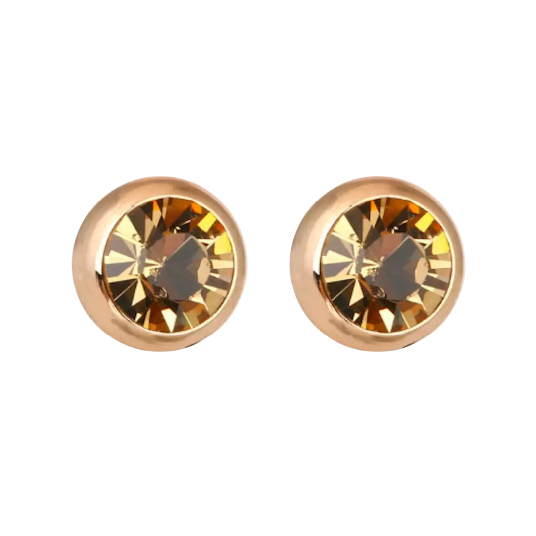 Daily wear / Office Wear Rose Gold Plated Yellow Zircon Stone Stud Earrings For Girls and Women