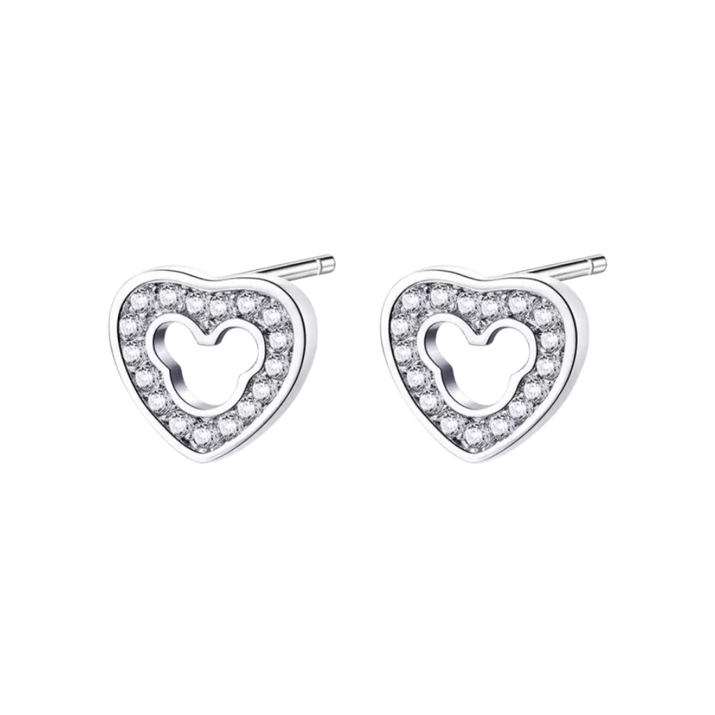Silver Plated Sparkling Heart Studs