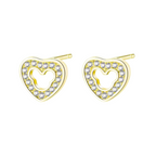 Gold Plated Sparkling Heart Studs