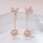Elegant Rose Gold Floral DropEarrings  For Girls And Women