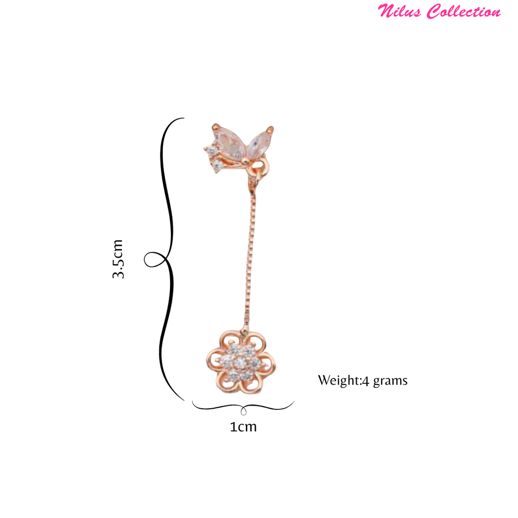 Elegant Rose Gold Floral DropEarrings  For Girls And Women